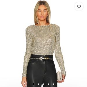 Free People Gold Rush Long Sleeve in Gold Combo